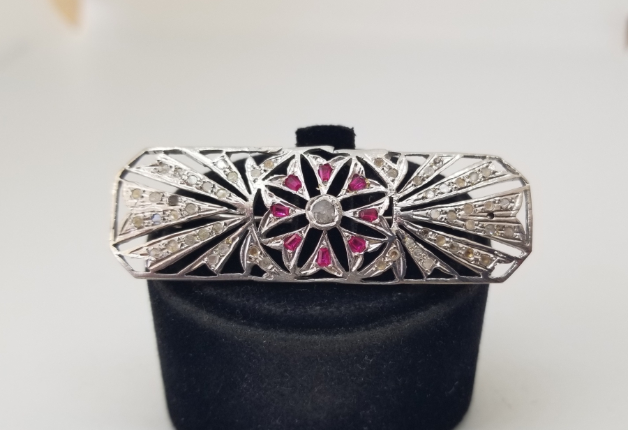 ELMAS VE YAKUT TAŞLI ÖZEL YAPIM BROŞ