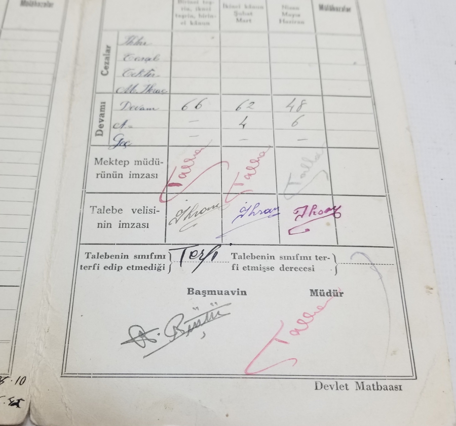 1930LARDAN ANTİKA ÖĞRENCİ KARNESİ