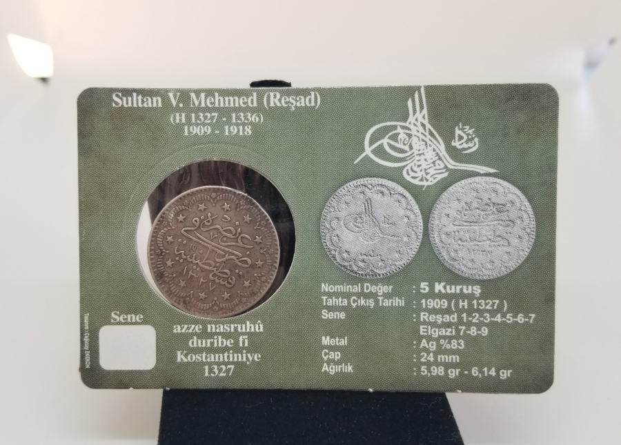 SULTAN MEHMET REŞAT HAN DÖNEMİ GÜMÜŞ 5 KURUŞ MECİDİYE