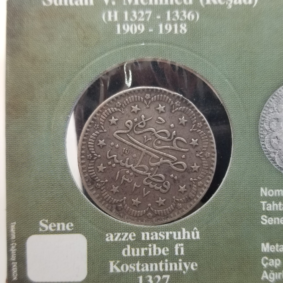 SULTAN MEHMET REŞAT HAN DÖNEMİ GÜMÜŞ 5 KURUŞ MECİDİYE