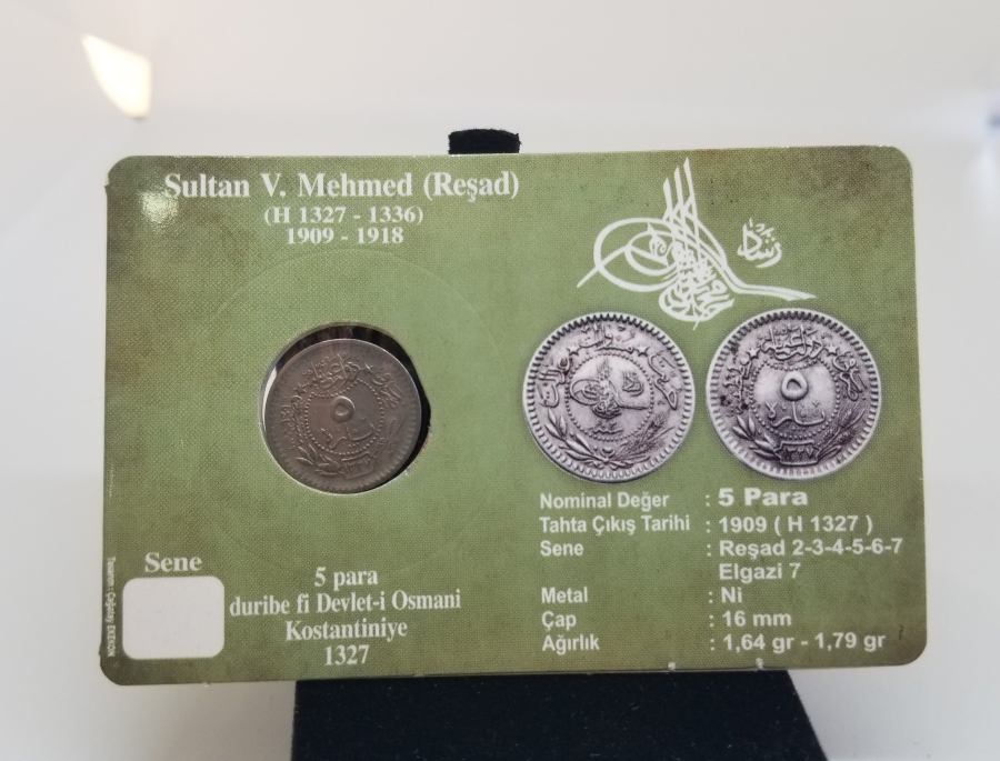 MEHMET REŞAT HAN DÖNEMİ KOLEKSİYONLUK NİKEL 5 PARA