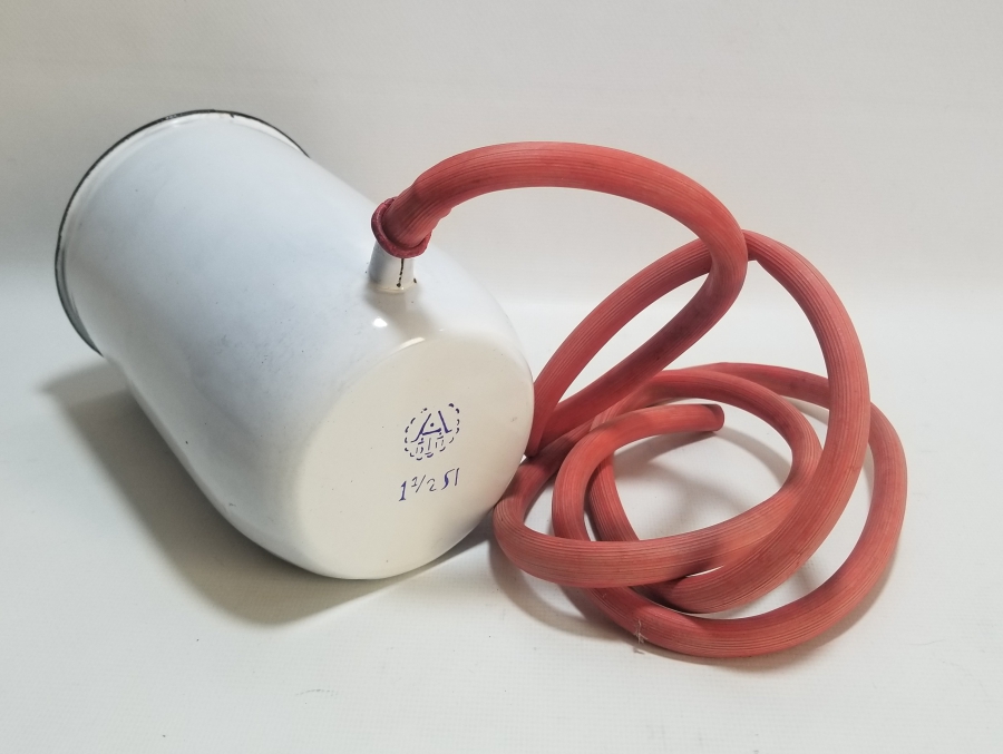 OSMANLI DÖNEMİ ÇOK NADİR ORİJİNAL HORTUMUYLA EMAYE SERUM ŞİŞESİ