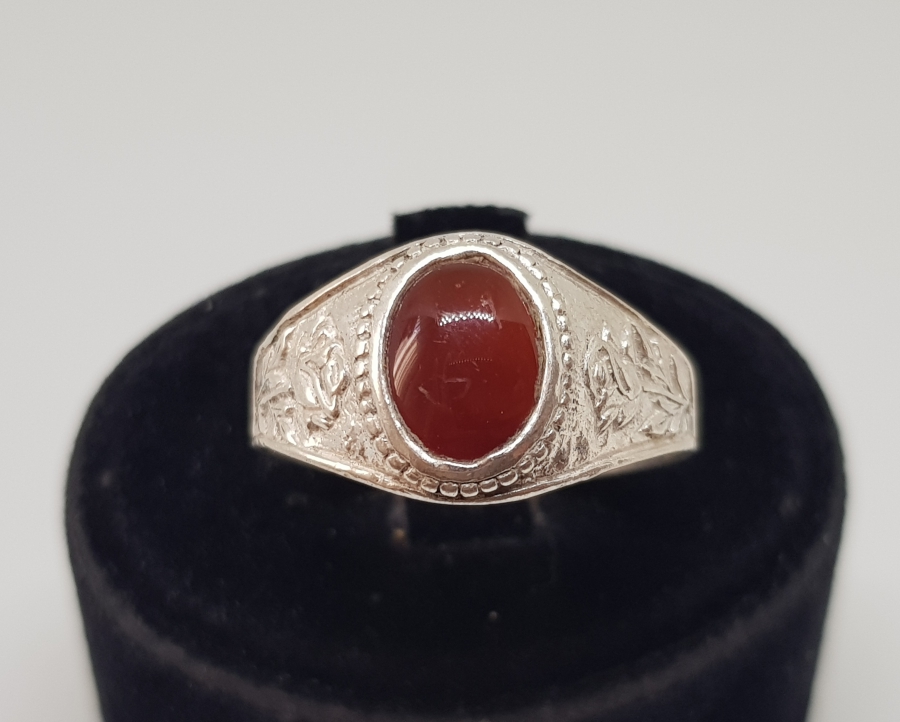 AKİK TAŞLI HAC HATIRASI GÜMÜŞ YÜZÜK