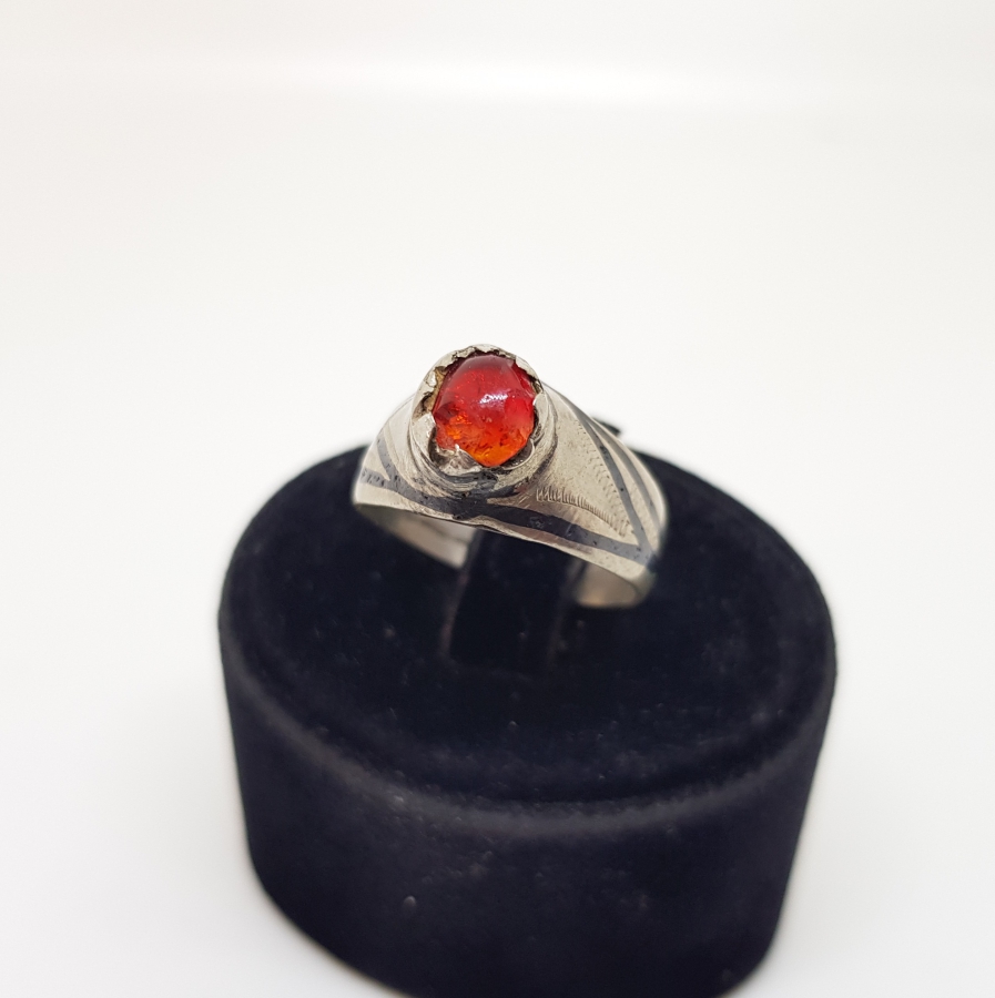 BAL AKİK TAŞLI OSMANLI DÖNEMİ SAVATLI GÜMÜŞ YÜZÜK