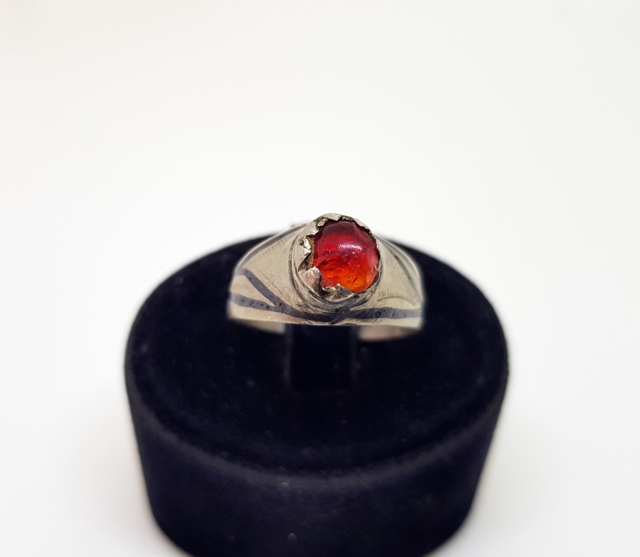 BAL AKİK TAŞLI OSMANLI DÖNEMİ SAVATLI GÜMÜŞ YÜZÜK