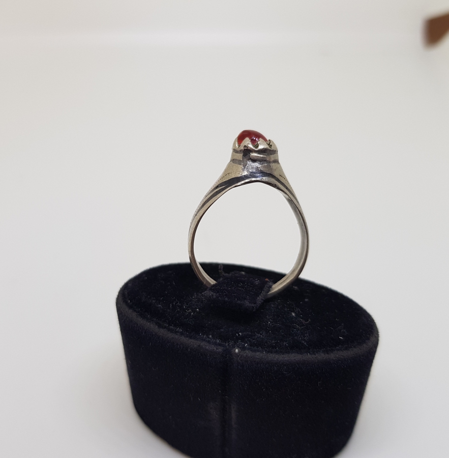 BAL AKİK TAŞLI OSMANLI DÖNEMİ SAVATLI GÜMÜŞ YÜZÜK