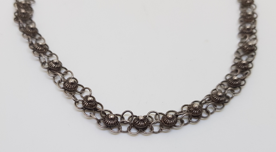 GÜHERZE İŞÇİLİKLİ ÖZEL YAPIM ANTİKA GÜMÜŞ HALHAL