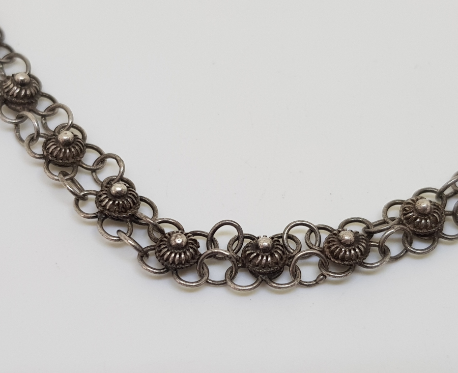 GÜHERZE İŞÇİLİKLİ ÖZEL YAPIM ANTİKA GÜMÜŞ HALHAL