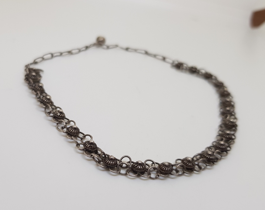 GÜHERZE İŞÇİLİKLİ ÖZEL YAPIM ANTİKA GÜMÜŞ HALHAL