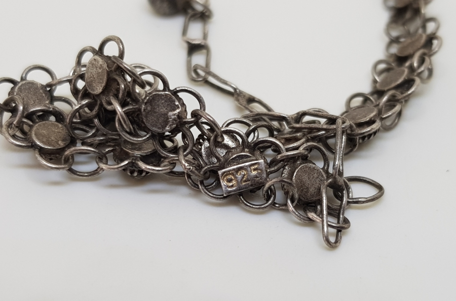 GÜHERZE İŞÇİLİKLİ ÖZEL YAPIM ANTİKA GÜMÜŞ HALHAL