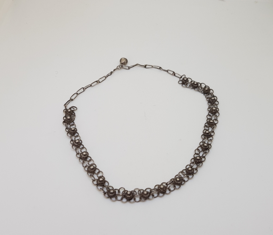 GÜHERZE İŞÇİLİKLİ ÖZEL YAPIM ANTİKA GÜMÜŞ HALHAL