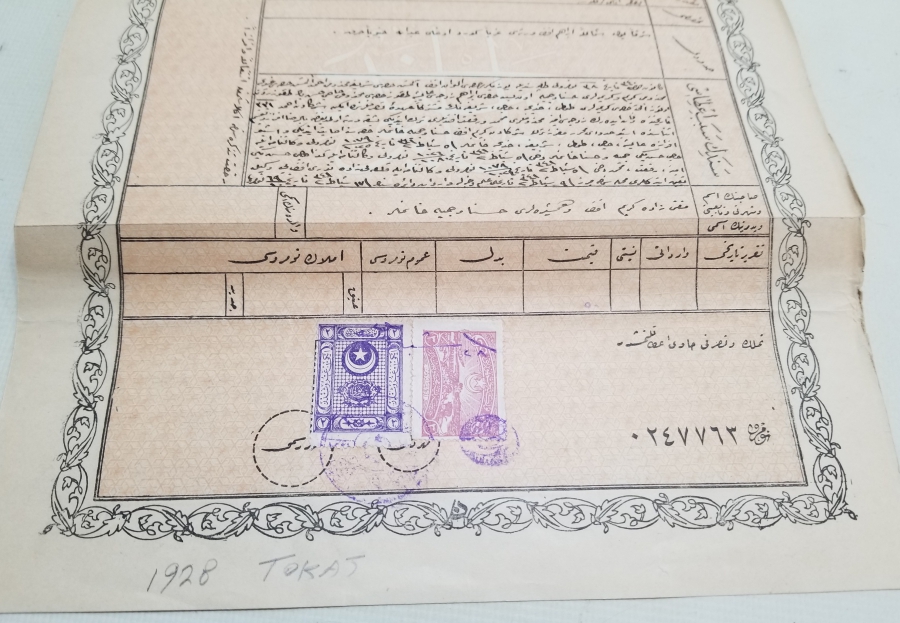 CUMHURİYET BAŞLARI OSMANLICA YAZILI NADİR TAPU