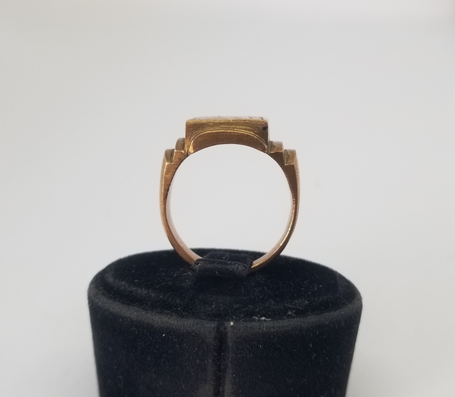 ÜZERİ KALEM İŞÇİLİKLİ ALTIN KAPLAMA ANTİKA YÜZÜK