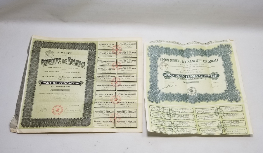 1923-1929 TARİHLİ İKİ ADET FRANSIZ HİSSE SENEDİ