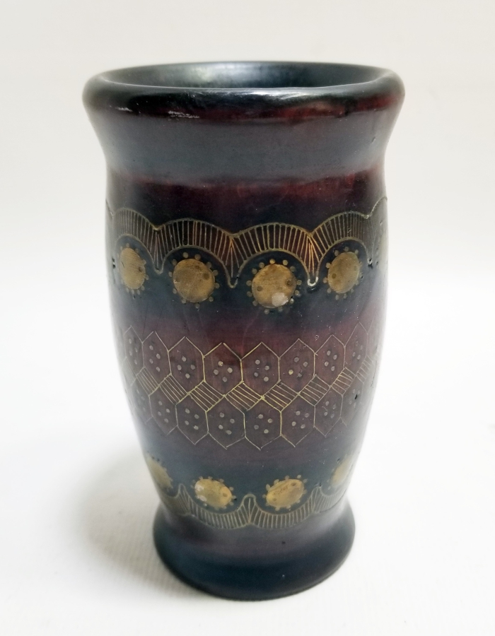 ÜZERİ İŞLEMELİ OSMANLI DÖNEMİ AFYON AHŞAP VAZO