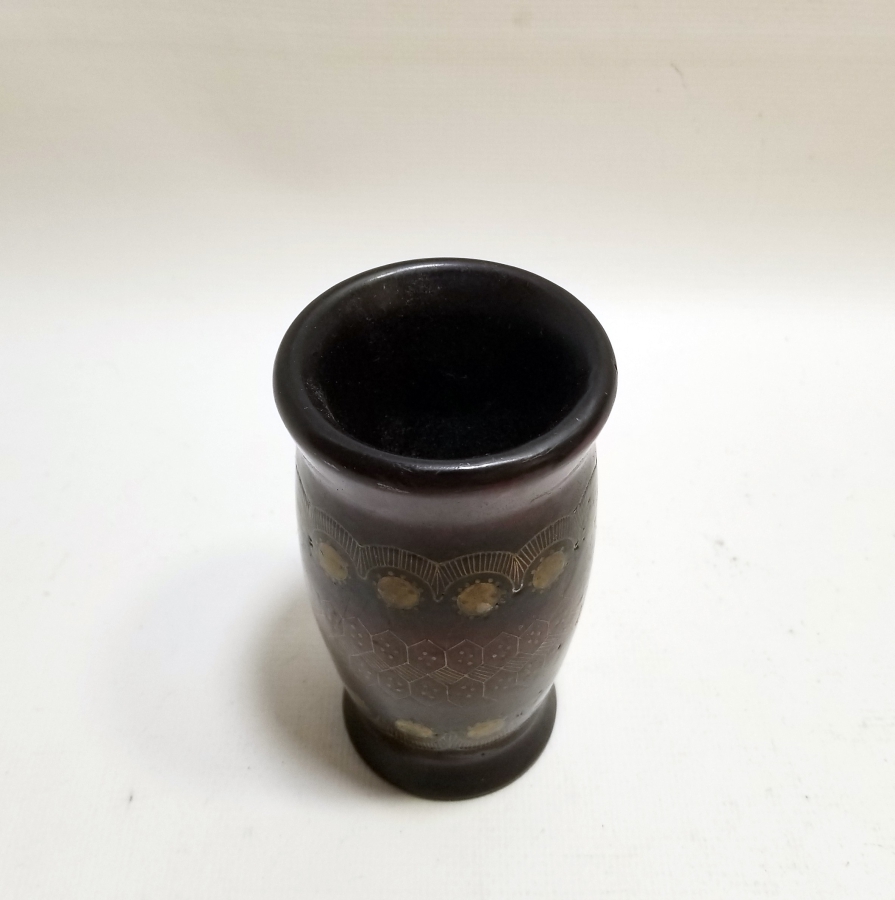 ÜZERİ İŞLEMELİ OSMANLI DÖNEMİ AFYON AHŞAP VAZO