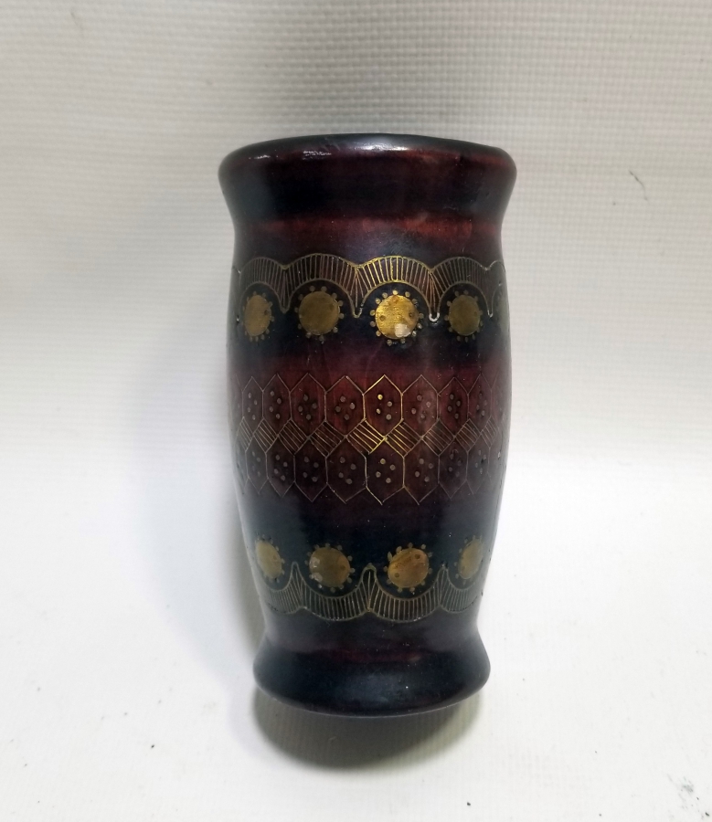 ÜZERİ İŞLEMELİ OSMANLI DÖNEMİ AFYON AHŞAP VAZO