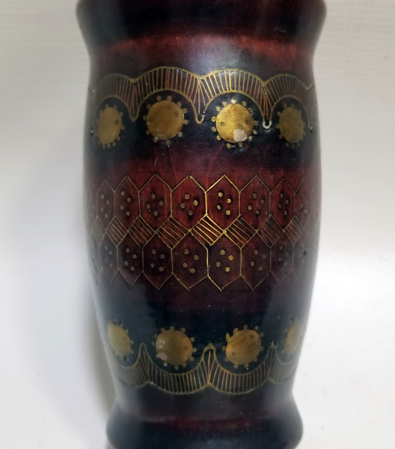 ÜZERİ İŞLEMELİ OSMANLI DÖNEMİ AFYON AHŞAP VAZO