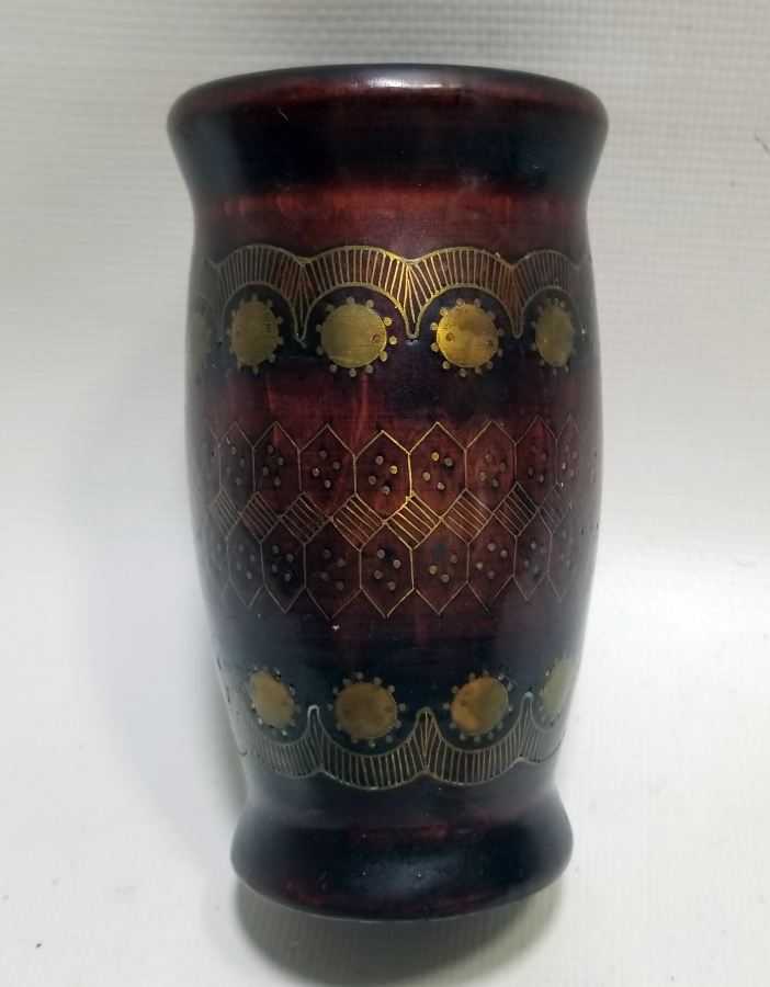 ÜZERİ İŞLEMELİ OSMANLI DÖNEMİ AFYON AHŞAP VAZO