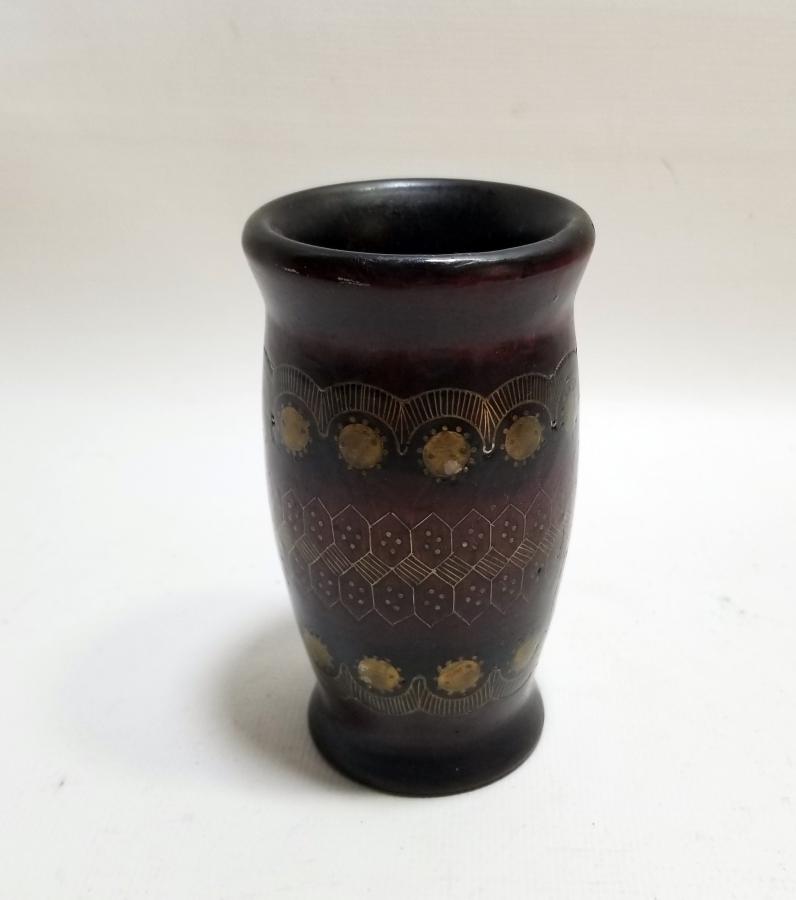 ÜZERİ İŞLEMELİ OSMANLI DÖNEMİ AFYON AHŞAP VAZO