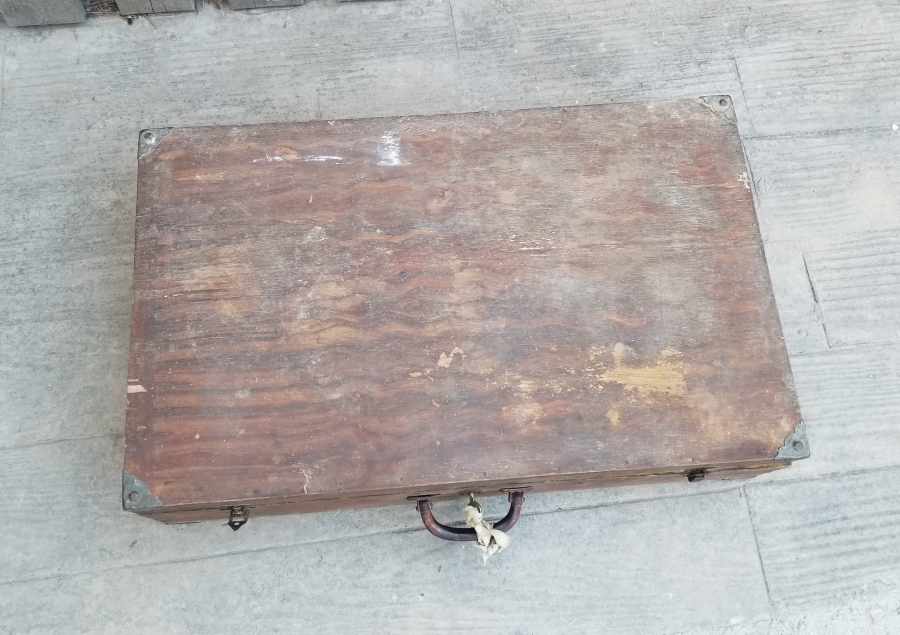 SELİMİYE CAMİ GÖRSELLİ EL YAPIMI ANTİKA AHŞAP ASKER BAVULU