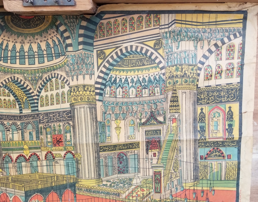 SELİMİYE CAMİ GÖRSELLİ EL YAPIMI ANTİKA AHŞAP ASKER BAVULU