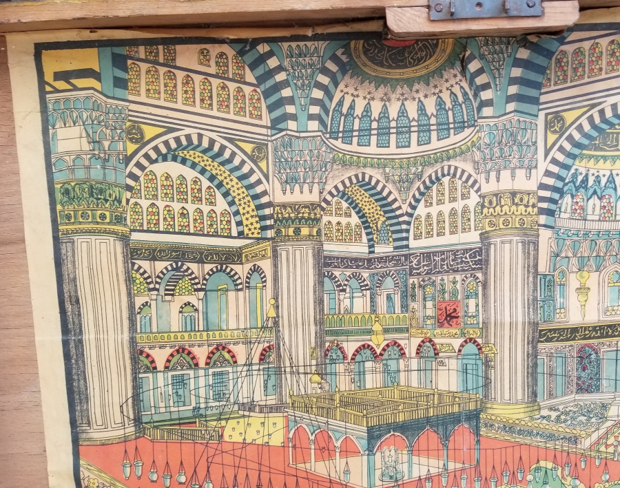 SELİMİYE CAMİ GÖRSELLİ EL YAPIMI ANTİKA AHŞAP ASKER BAVULU