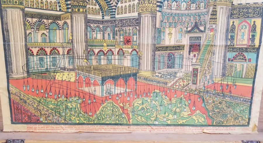 SELİMİYE CAMİ GÖRSELLİ EL YAPIMI ANTİKA AHŞAP ASKER BAVULU