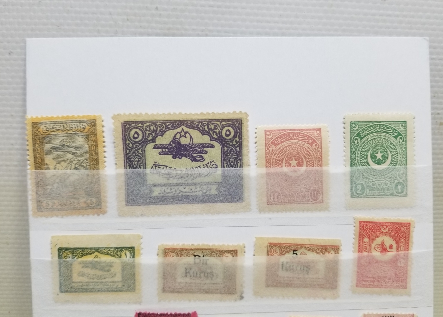 OSMANLI VE CUMHURİYET BAŞLARI ÜZERLERİ OSMANLICA YAZILI PUL LOTU