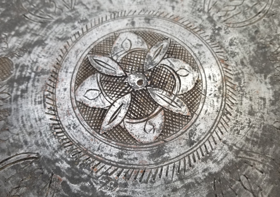 OSMANLI DÖNEMİ BAKIR YIĞMA KENAR KAHVE TEPSİSİ