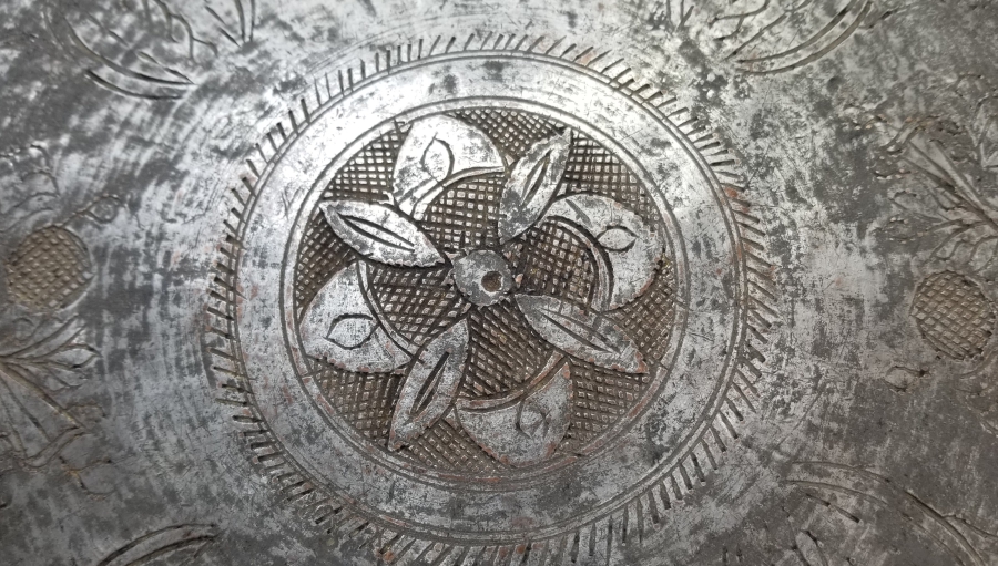 OSMANLI DÖNEMİ BAKIR YIĞMA KENAR KAHVE TEPSİSİ