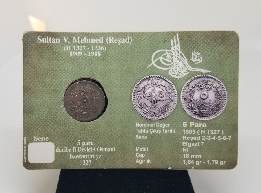 MEHMET REŞAT HAN DÖNEMİ KOLEKSİYONLUK NİKEL 5 PARA