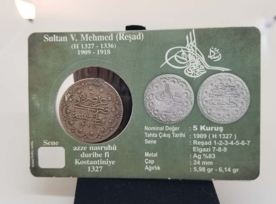 SULTAN MEHMET REŞAT HAN DÖNEMİ GÜMÜŞ 5 KURUŞ MECİDİYE