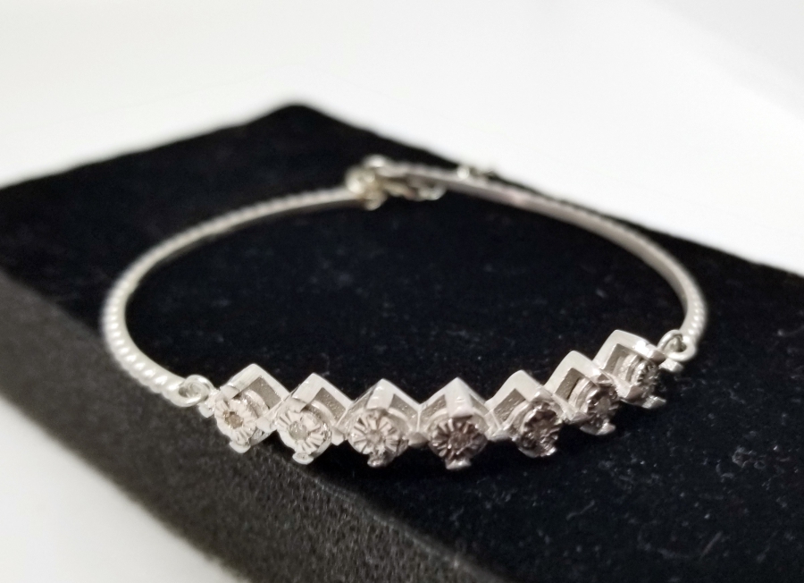 PIRLANTA TAŞLI GÜMÜŞ BİLEZİK - BİLEKLİK