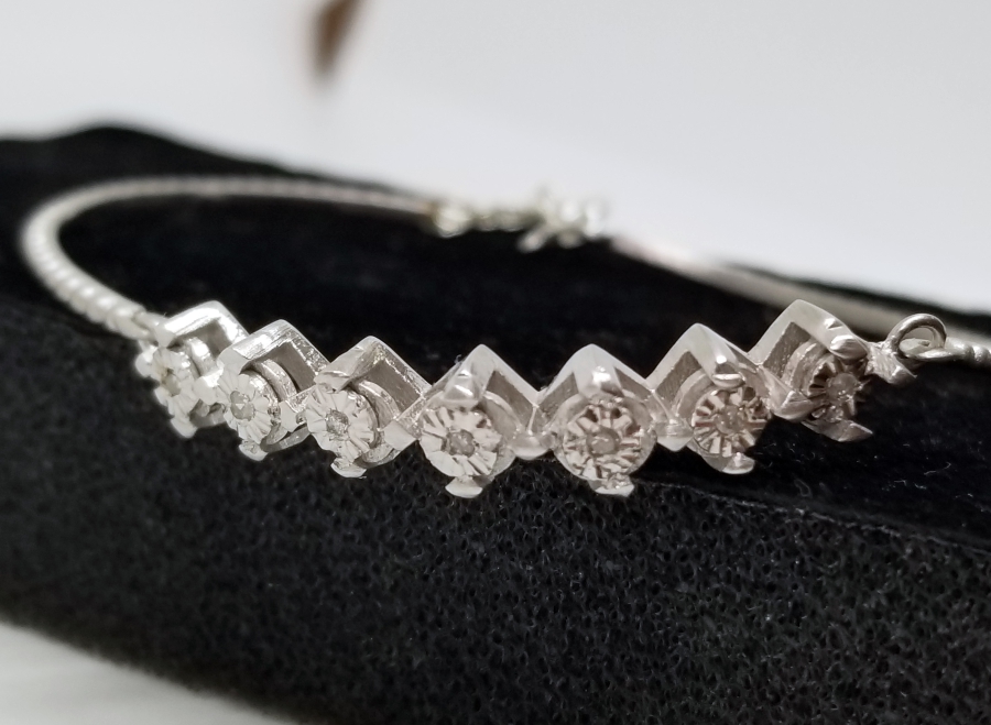 PIRLANTA TAŞLI GÜMÜŞ BİLEZİK - BİLEKLİK