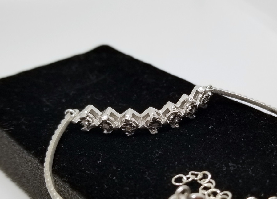 PIRLANTA TAŞLI GÜMÜŞ BİLEZİK - BİLEKLİK