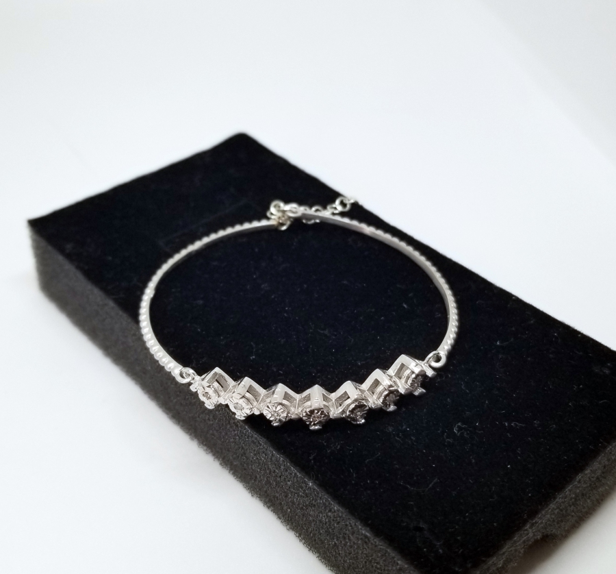 PIRLANTA TAŞLI GÜMÜŞ BİLEZİK - BİLEKLİK