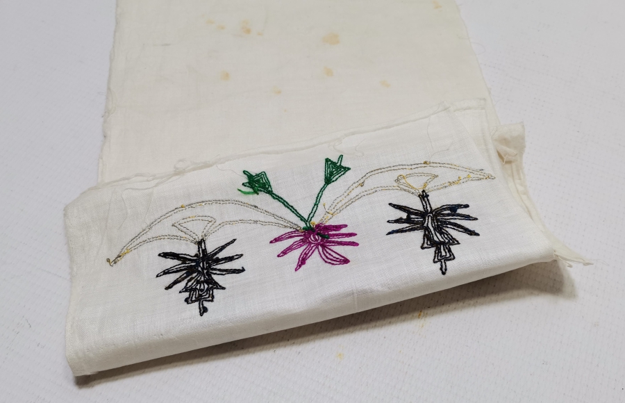 İPEK VE GÜMÜŞ SIRMA İŞÇİLİKLİ OSMANLI DÖNEMİ GELİN UÇKURU