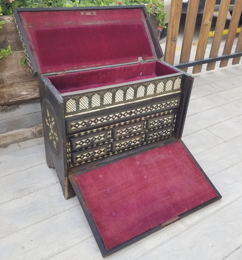 SEDEF ÇAKMA İŞÇİLİKLİ OSMANLI DÖNEMİ BÜYÜK BOY NADİR HATTAT SANDIĞI