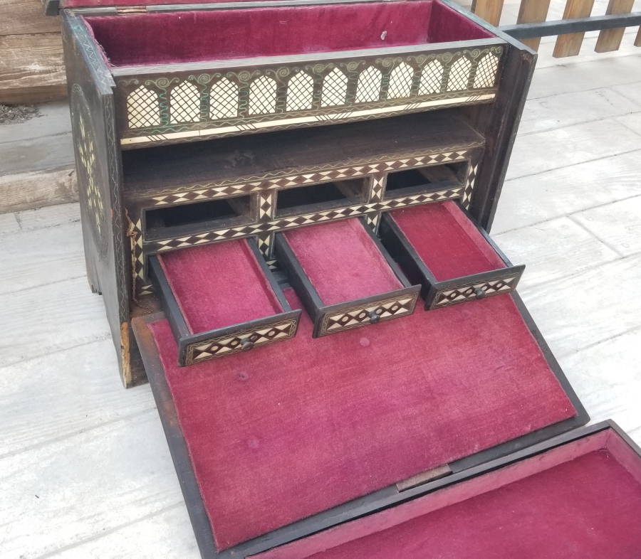 SEDEF ÇAKMA İŞÇİLİKLİ OSMANLI DÖNEMİ BÜYÜK BOY NADİR HATTAT SANDIĞI