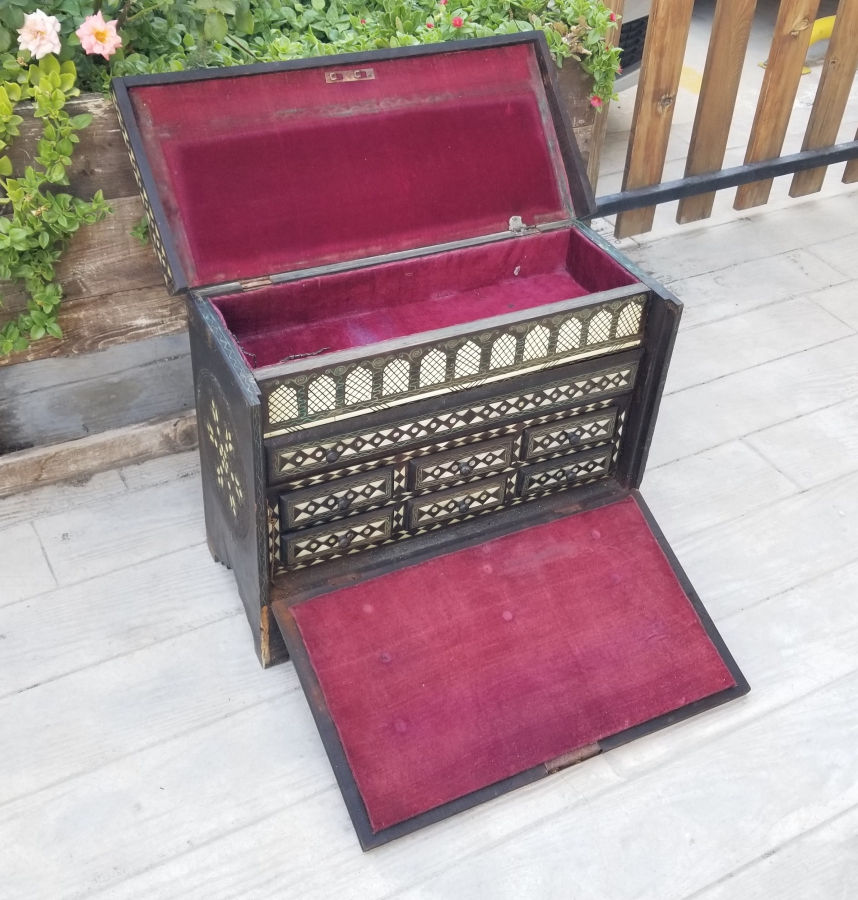 SEDEF ÇAKMA İŞÇİLİKLİ OSMANLI DÖNEMİ BÜYÜK BOY NADİR HATTAT SANDIĞI