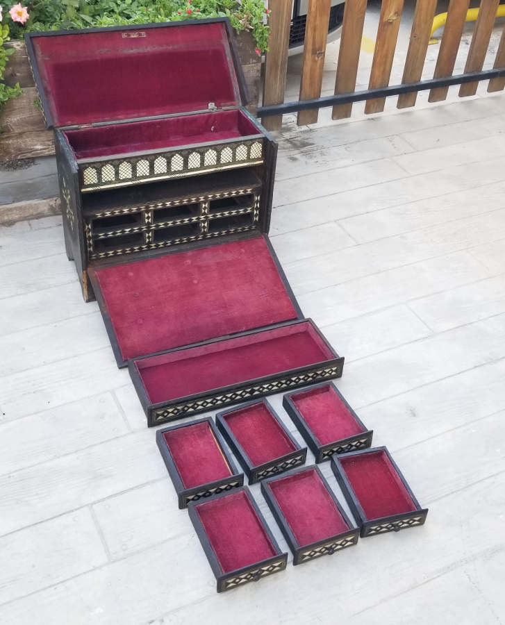 SEDEF ÇAKMA İŞÇİLİKLİ OSMANLI DÖNEMİ BÜYÜK BOY NADİR HATTAT SANDIĞI