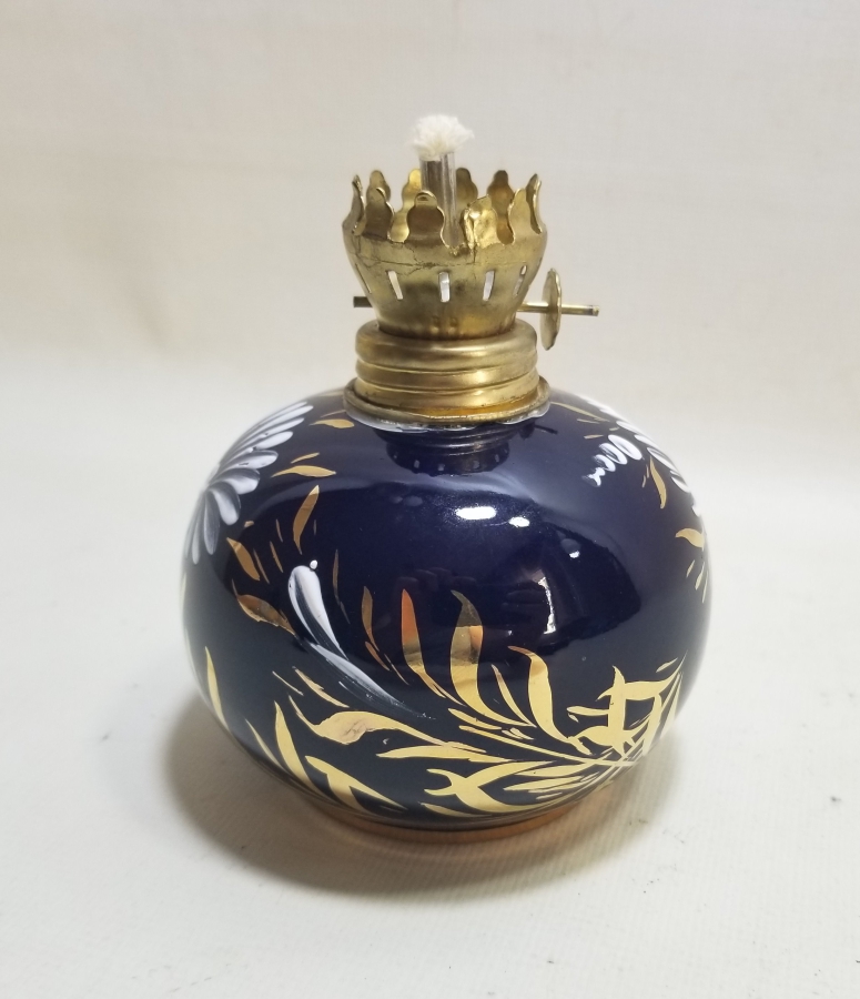 EL BOYAMA İŞÇİLİKLİ ANTİKA PORSELEN FRANSIZ GAZ LAMBASI