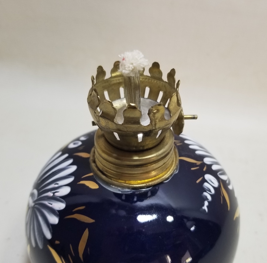 EL BOYAMA İŞÇİLİKLİ ANTİKA PORSELEN FRANSIZ GAZ LAMBASI