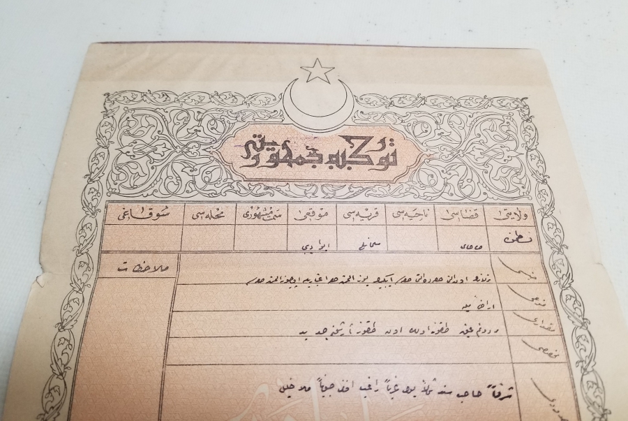 CUMHURİYET BAŞLARI OSMANLICA YAZILI NADİR TAPU