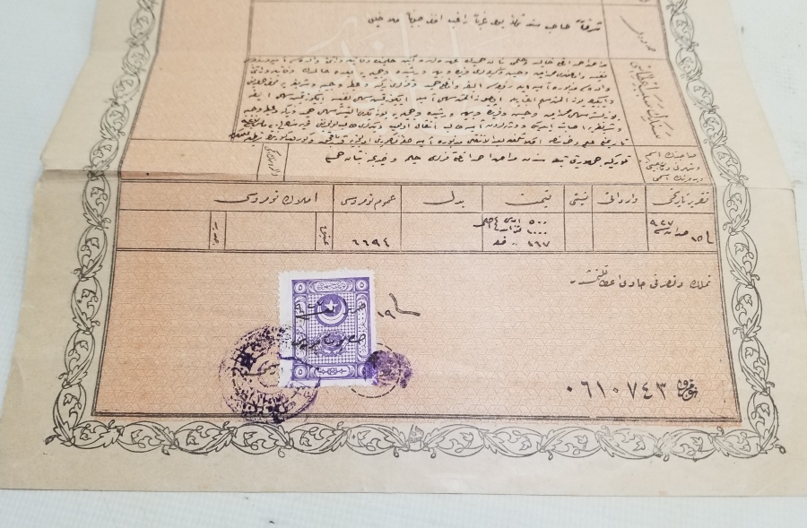 CUMHURİYET BAŞLARI OSMANLICA YAZILI NADİR TAPU