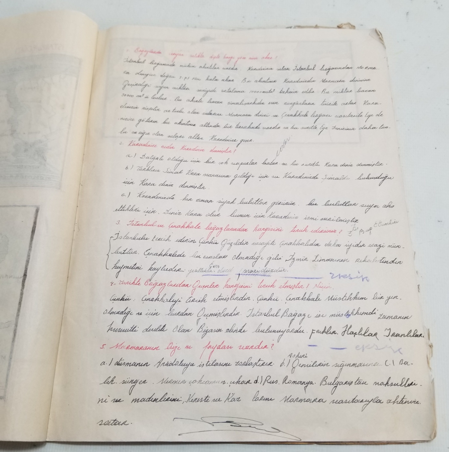 1940LARDAN ANTİKA BOL ÇİZİMLİ COĞRAFYA DEFTERİ