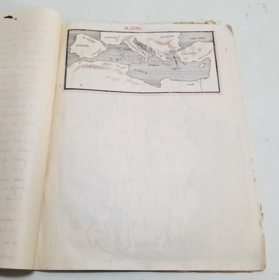 1940LARDAN ANTİKA BOL ÇİZİMLİ COĞRAFYA DEFTERİ
