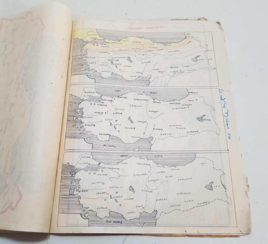 1940LARDAN ANTİKA BOL ÇİZİMLİ COĞRAFYA DEFTERİ