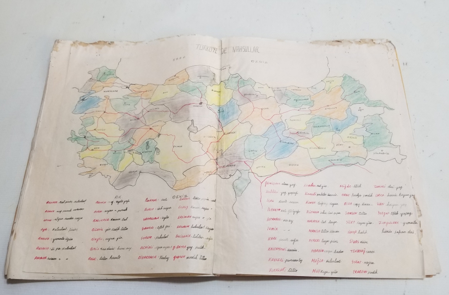 1940LARDAN ANTİKA BOL ÇİZİMLİ COĞRAFYA DEFTERİ